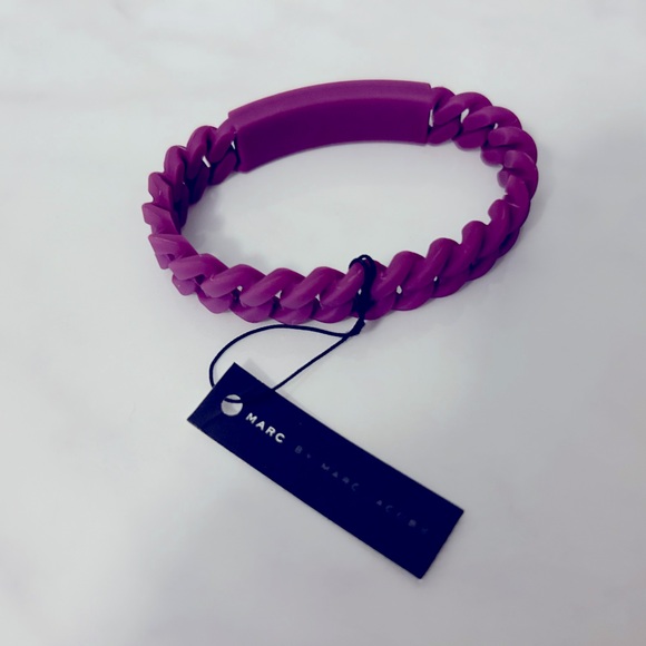 BRAND NEW Marc by Marc Jacobs Silicone Plum ID Link Chain Bracelet - Picture 3 of 8